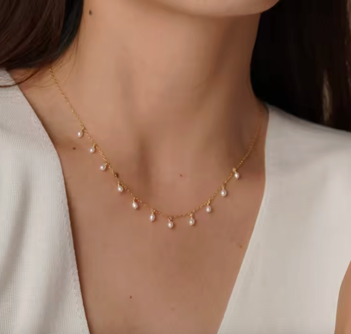 14K Gold Filled Natural Pearl Choker Necklace
