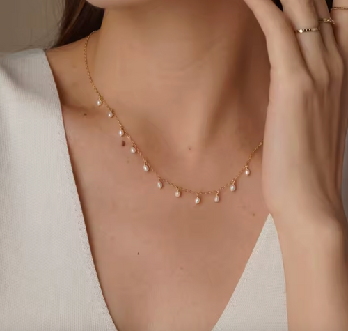 14K Gold Filled Natural Pearl Choker Necklace