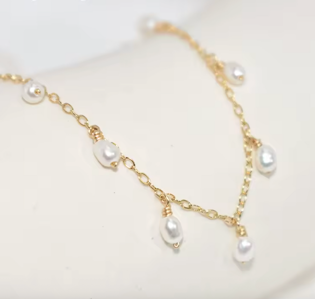 14K Gold Filled Natural Pearl Choker Necklace