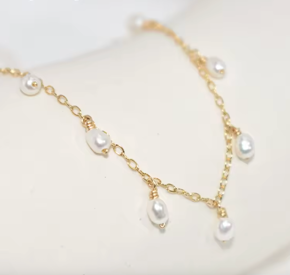 14K Gold Filled Natural Pearl Choker Necklace