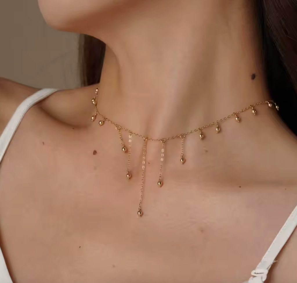 14K Gold Filled Beaded Choker Necklace