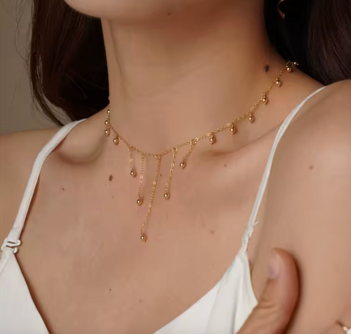 14K Gold Filled Beaded Choker Necklace