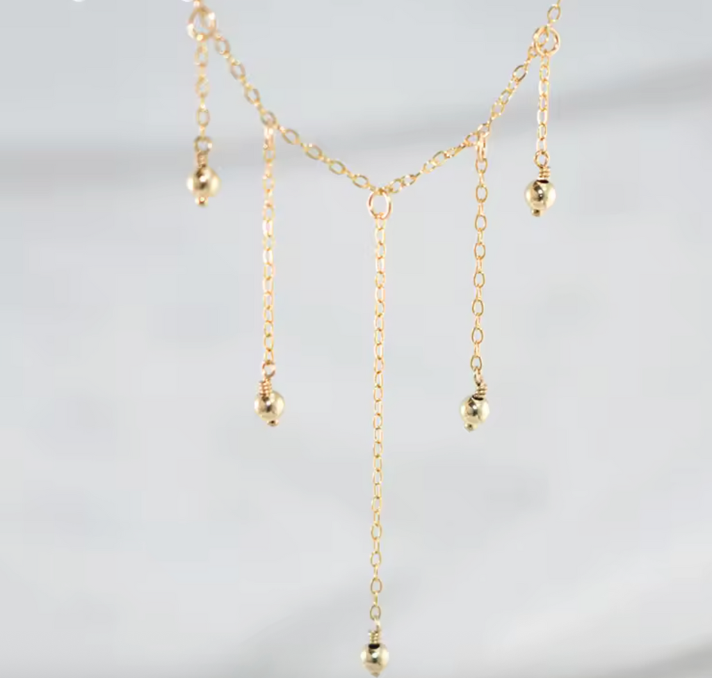 14K Gold Filled Beaded Choker Necklace