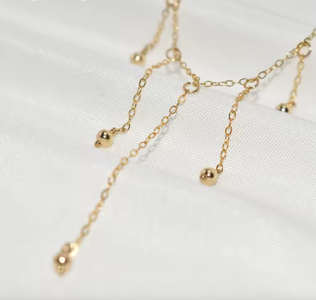 14K Gold Filled Beaded Choker Necklace