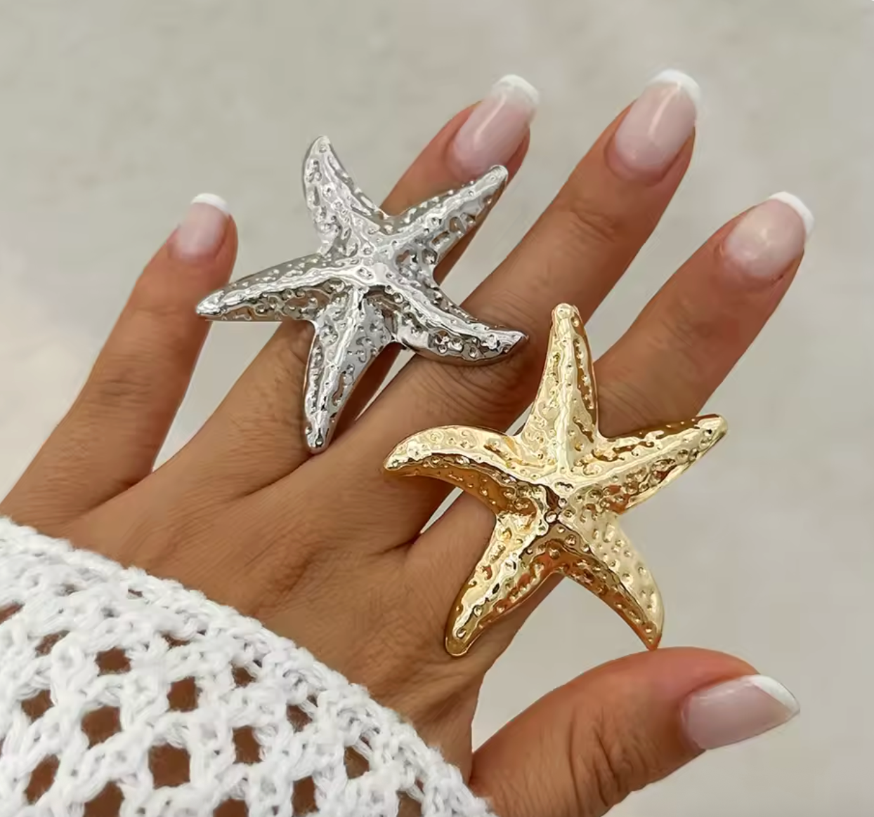 Vintage Starfish & Conch Adjustable Ring