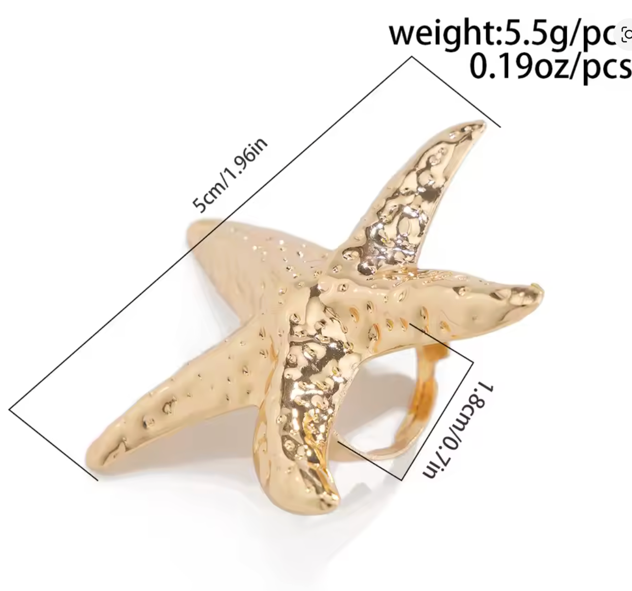 Vintage Starfish & Conch Adjustable Ring