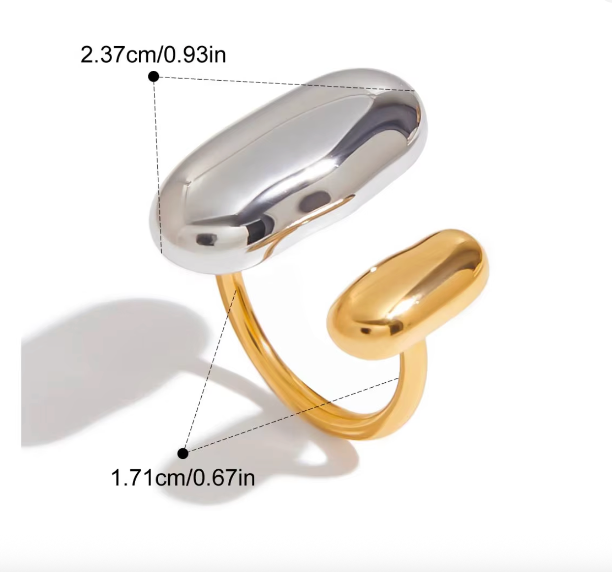 Geometric Oval Gold Open Ring