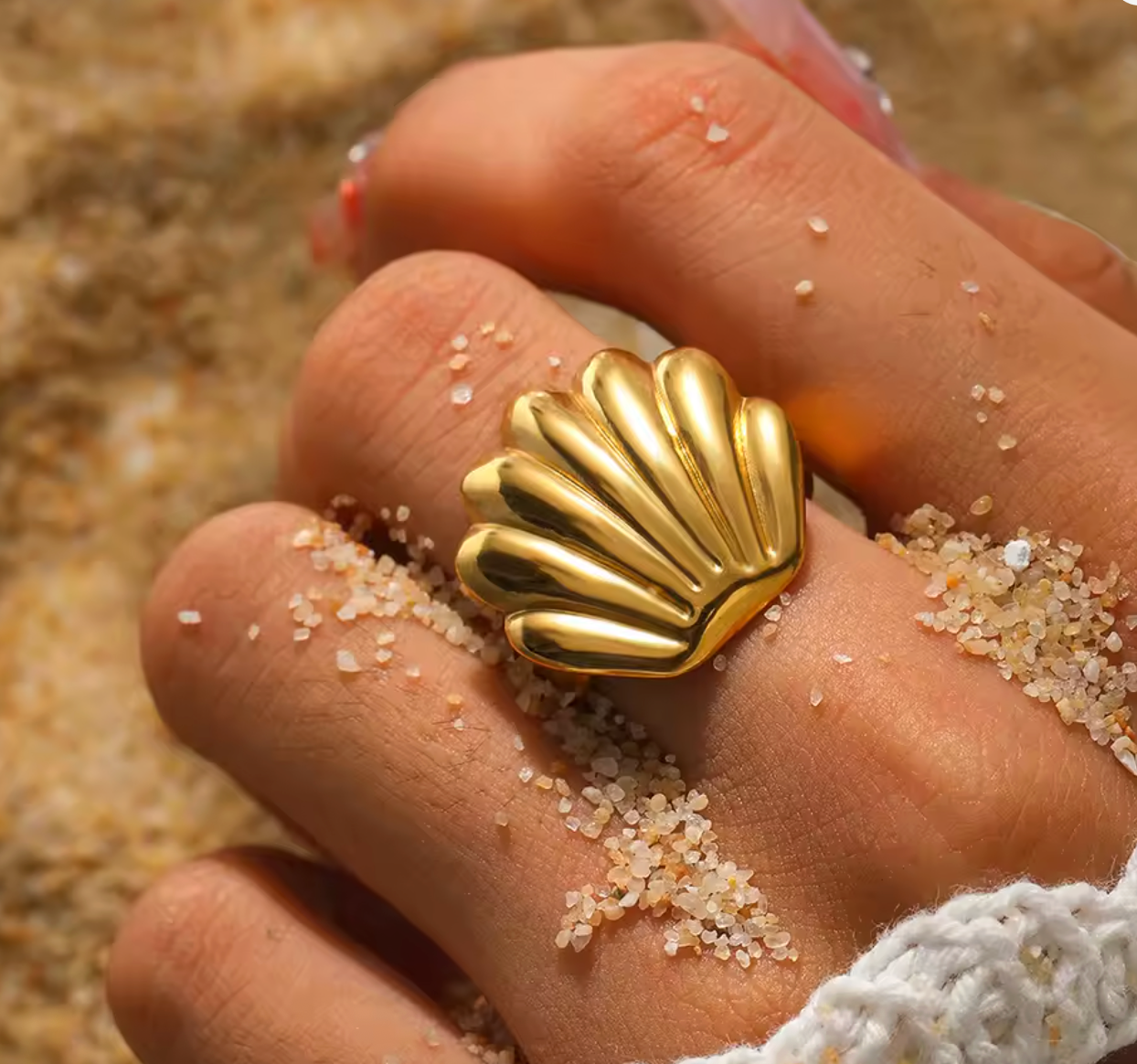 Vintage Ocean Starfish & Shell Open Ring