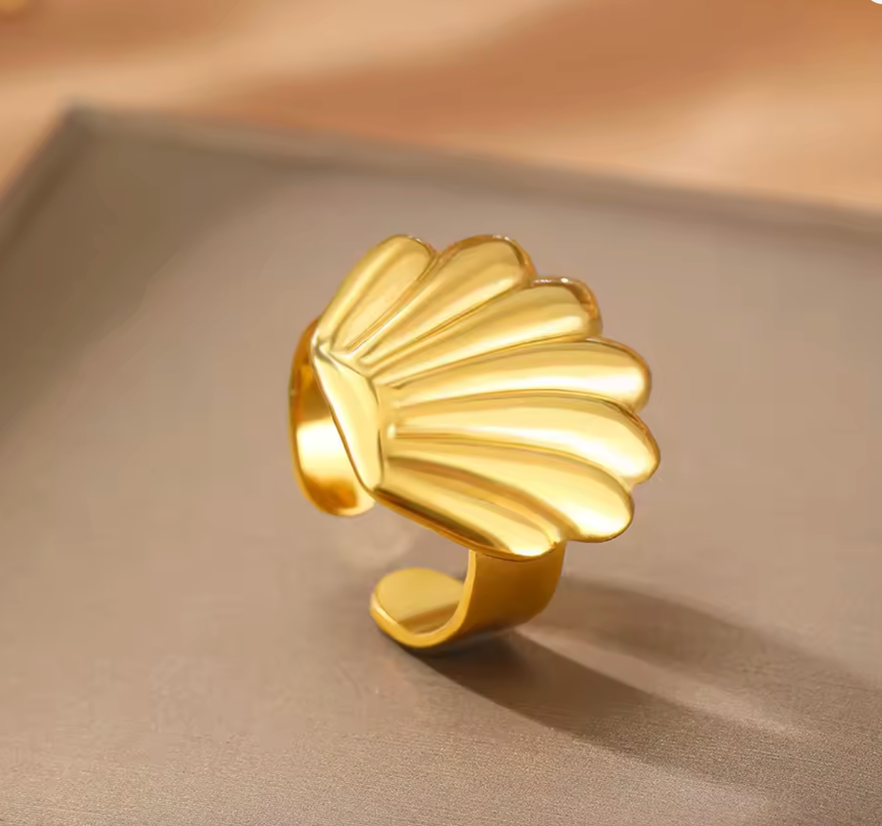 Vintage Ocean Starfish & Shell Open Ring