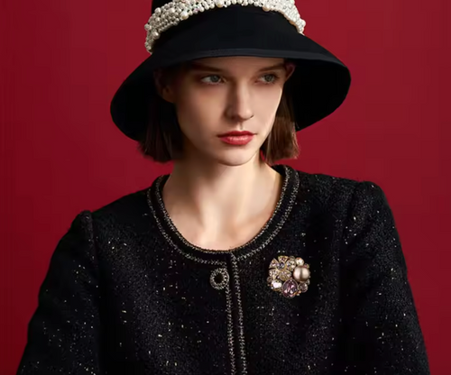 Blue Crystal Flower Brooch