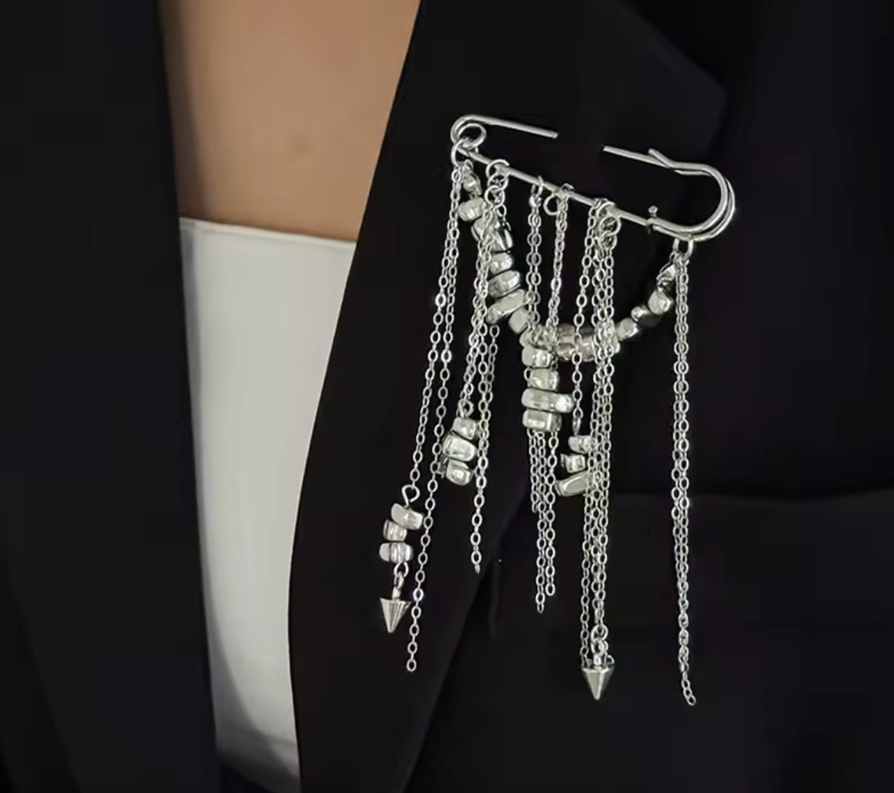 Irregular Tassel Chain Brooch