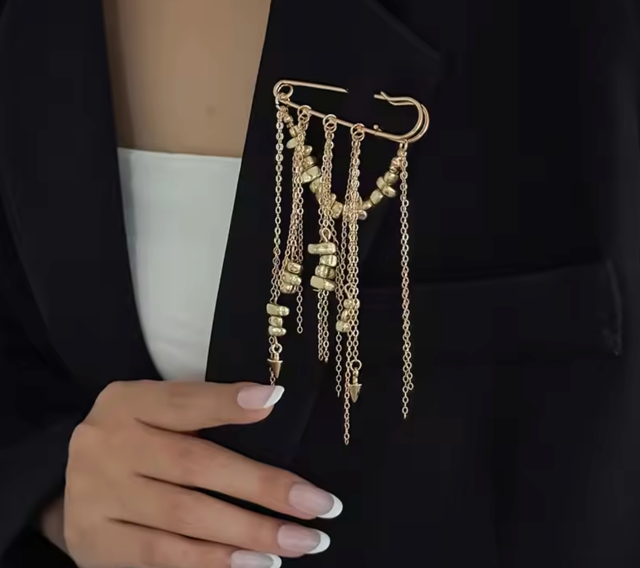 Irregular Tassel Chain Brooch